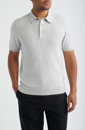 Reiss Finch Short Sleeve Linen & Cotton Polo Sweater in Soft Grey at Nordstrom, Size Xx-Large