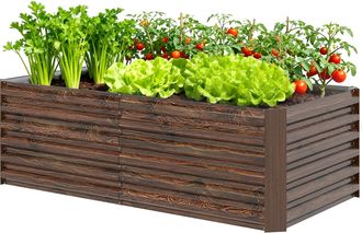 OUTSUNNY Orto Rialzato In Acciaio Con Fondo Aperto 180x90x57.5 Cm Marrone Scuro
