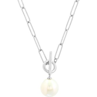 Effy Sterling Silver Freshwater Pearl Toggle Necklace in White at Nordstrom Rack, Size 18