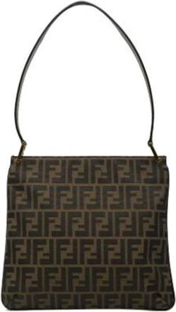 Fendi Pre-owned Shoulder Bags, female, Brown, Size: ONE SIZE Pre-owned Canvas Shoulder Bag