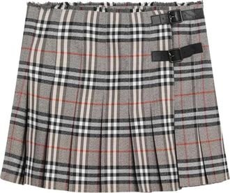 Burberry Wollen Rokken - Dames - Korte rokken - Grijs - S - Wol - Rokken
