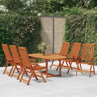 vidaXL Juego De Comedor Para Jard&iacute;n 7 Pzas Madera Maciza De Eucalipto Vidaxl