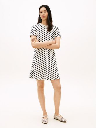 Tommy Hilfiger Womens Chevron Stripe Interlock Dress - White - XXL