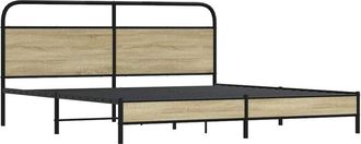 vidaXL Estructura De Cama Sin Colch&oacute;n Metal Roble Sonoma 180x200 Cm Vidaxl