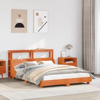 vidaXL Vidaxl - Cama Sin Colch&oacute;n Madera Maciza De Pino Marr&oacute;n Cera 140x190 Cm