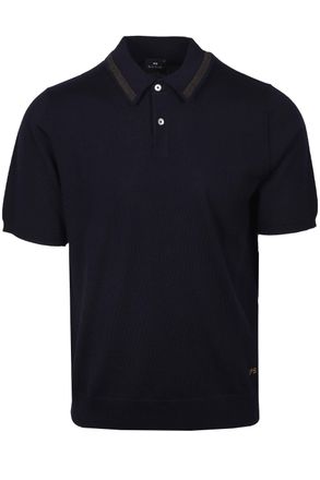 Paul Smith Mens MERINO SWEATER SS POLO NAVY Cotton - Size X-Large