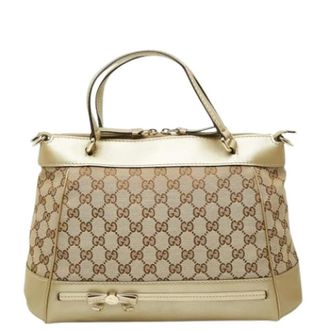 Gucci Pre-owned Vintage Tote Bag - Dames - Vintage Shopper - Beige - ONE Size - Leer - Vintage