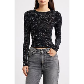 Free People Night Sky Studded Rib Top in Black at Nordstrom Rack, Size Medium/large