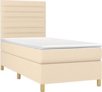 vidaXL Cama Box Spring Colch&oacute;n Y Luces Led Tela Crema 80x200 Cm Vidaxl