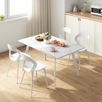 Woltu Woltu Juego De 4 Sillas De Comedor, Cocina Y Sal&oacute;n De Pp Y Metal, Blanco