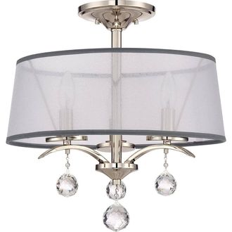 Netlighting Whitney 3 Light Semi FlushPendant Imperial Silver Finish E14