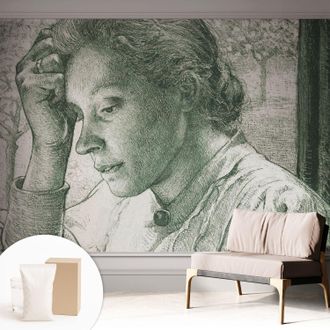 Tulup Carta Da Parati Non Tessuto - Con Colla Inclusa Per Camera Da Letto - Facile Da Applica - Motivo Decorativo Donna Riflessiva 312x219 Cm