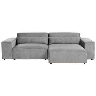 Beliani Beliani - Moderno Sof&aacute; Esquinero Modular 2 Plazas Tapizado De Tela Gris Izquierdo Hellnar