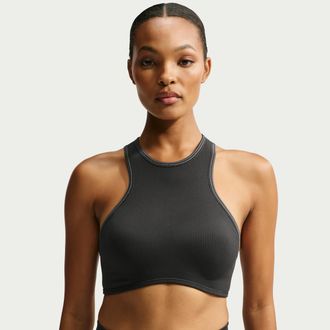 Nike Womens SKIMS Ribbed Seamless Racerneck Bra in Black | IR4991-054