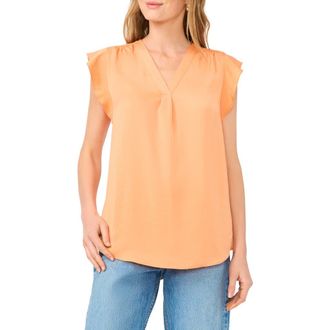 Vince Camuto Ruffle Sleeve Satin Top in Tangerine at Nordstrom Rack, Size Small