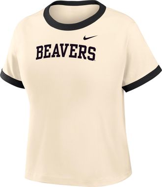 Nike Womens College (Oregon State Ringer T-Shirt in Brown | IV9378-120
