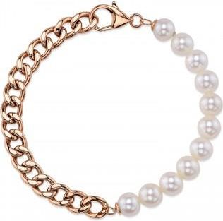 Allurez Cultured Pearl Link Bracelet 14K Rose Gold