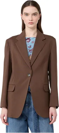 Max Mara Jassen, Dames, Bruin, M, Wol, Enkelrijige wollen blazer