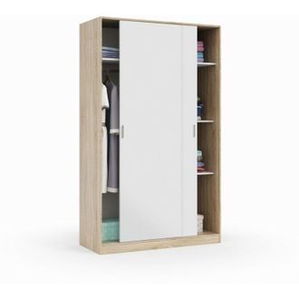 HOGAR 24 Armario de 2 puertas correderas, Color Roble Canadian y Blanco Artik