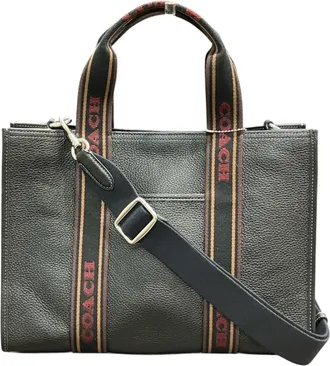 Coach Black Leather Canvas Tote Bag (Pre-Owned)