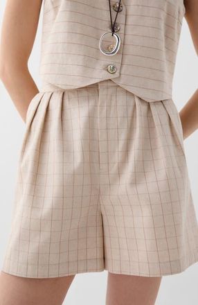 Scalpers Stripes Check Short in Natural at Nordstrom, Size Small 36 Eu