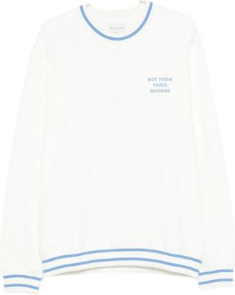 Dr&ocirc;le de Monsieur Slogan Sport Sweatshirt - Heren - Sweatshirts - Wit - L - Katoen - Hoodies & sweatvesten