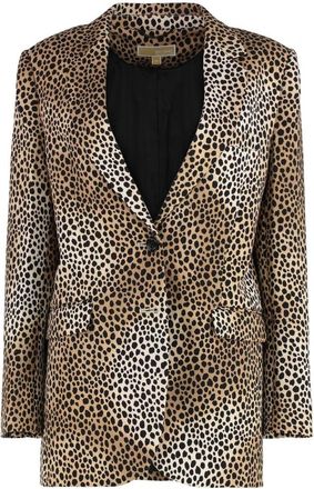 Michael Kors Cheetah Print Stretch Crepe Blazer - Dames - Blazers - Veelkleurig - S - Leer - Jassen