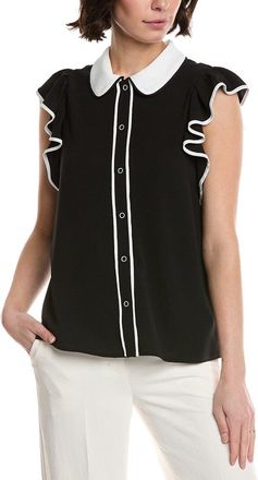 CeCe by Cynthia Steffe Cece Flutter Sleeve Collared Blouse