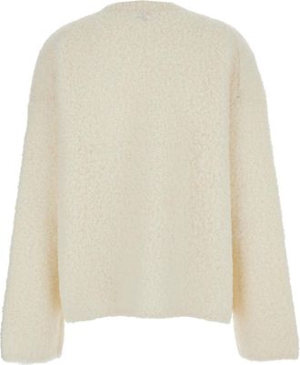 Toteme Womens White Crewneck Sweater With Ribbed Trims Alpaca Tops Top