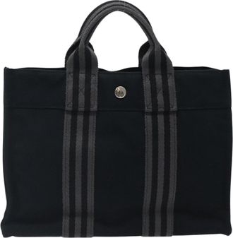 Hermès Herline Black Canvas Handbag (Pre-Owned)