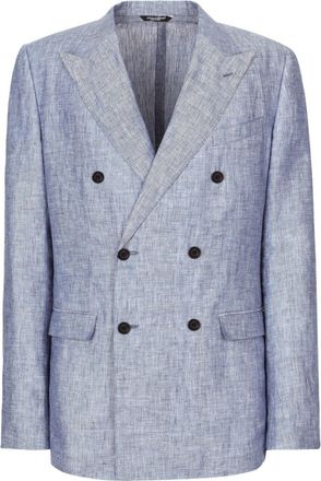 Dolce & Gabbana Taormina double-breasted blazer - men - Linen/Flax - 50 - Blue