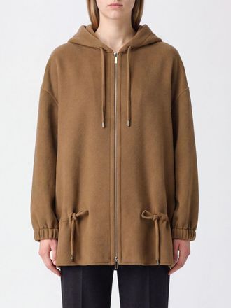 Max Mara Single-Breasted Wool Hooded Coat with Zip Closure