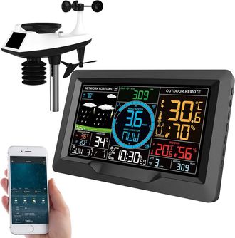 OEM Estaci&oacute;n Meteorol&oacute;gica Conectada Con Gran Pantalla A Color Fws-1200 Con Estaci&oacute;n De Medici&oacute;n