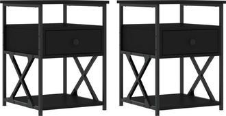 vidaXL Vidaxl - Bedside Cabinets 2 pcs Black 40x42x55 cm Engineered Wood