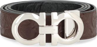 Ferragamo Mens Gancini Reversible Leather Belt Brown Calf
