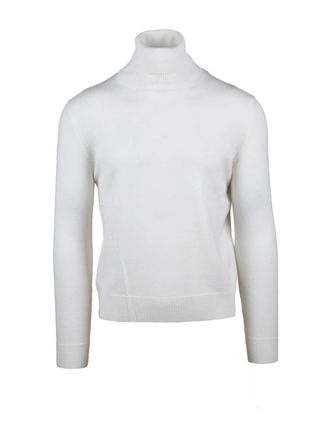 Ballantyne Refined White Wool Turtleneck Sweater