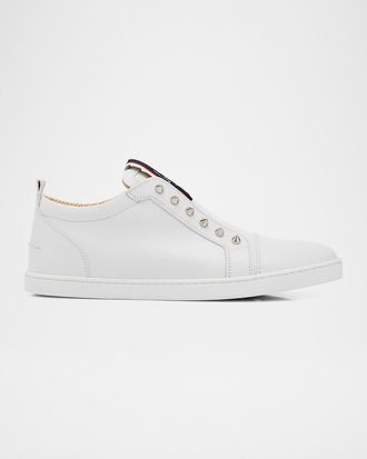 Christian Louboutin Men & apos;s F. A.V. Fique A Vontade Spiked Leather Slip-On Sneakers