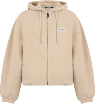 Jacquemus Hoodie met rits - Heren - Vesten met rits - Beige - XL - Katoen - Hoodies & sweatvesten