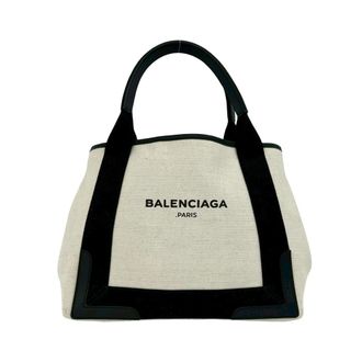 Balenciaga Black Ivory Canvas Leather Handbag Pouch Tote Bag (Pre-Owned)
