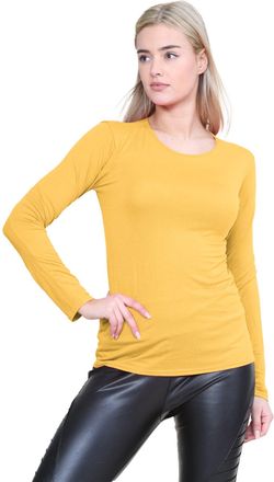 Janisramone Womens T-Shirts - Long Sleeve Tops for Women UK - Stretchy Round Neck Tee Women - Comfortable and breathable Womens Long Sleeve Tops Ideal for Going O