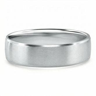 Pompeii3 Mens Brushed Beveled Edge Weddign Band 14k Gold or Platinum