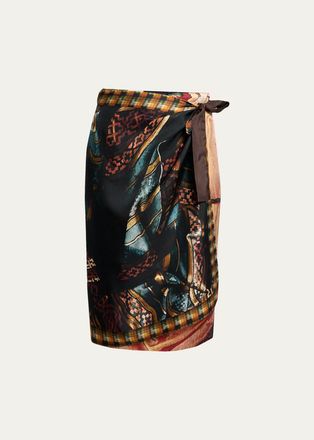 Dries Van Noten Scarfy Multi-Print Wrap Midi Skirt