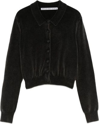 Alexander Wang Cardigan Crop Con Colletto Polo In Ciniglia Di Misto Cotone-Donna