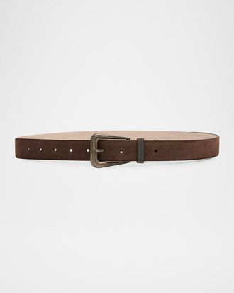 Brunello Cucinelli Monili-Trim Suede Belt
