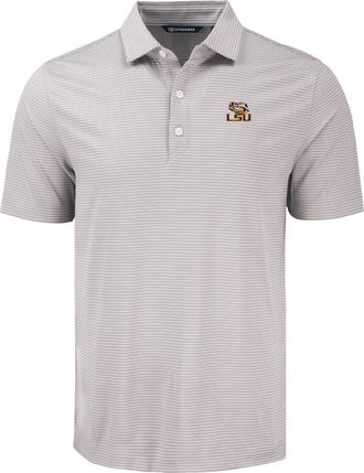 Cutter & Buck Mens Tigers Eco Fine Line Stripe Stretch Polo In Blue