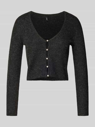 Only Cropped Strickjacke mit Perlenkn&ouml;pfen Modell RICA in Black, Gr&ouml;&szlig;e XL