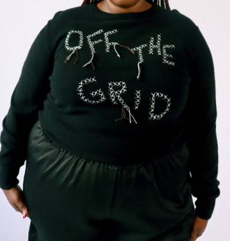 Lingua Franca Off The Grid Crewneck Sweater In Black
