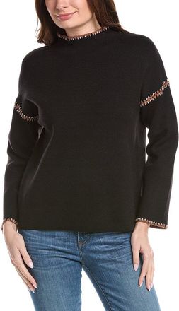 T Tahari Novelty Embroidery Stitch Pullover