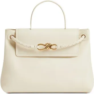 Bottega Veneta Ciao Ciao Knot Detail Leather Top Handle Bag in 9195 Sea Salt-M Brass at Nordstrom