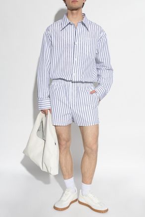 Ami Ribbed Shorts, Mens, White